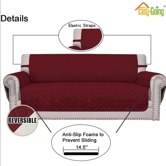 Easy-Going Reversible Sofa Cover  4 Seater Sofa Christmas Red/Ivory. - Picture 3 of 7